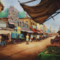 Cityscape oil painting titled 'Thirukudanthai 2', 24x36 inches, by artist Sriram Chinnadurai on Canvas