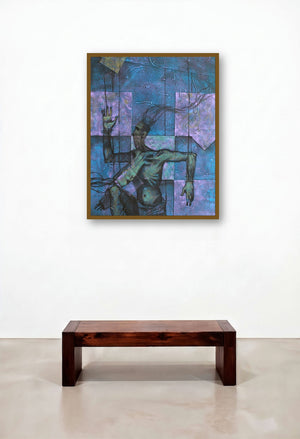 This Is Life (Marionette) by artist Akashay Avsare displayed in a Japandi Foyer