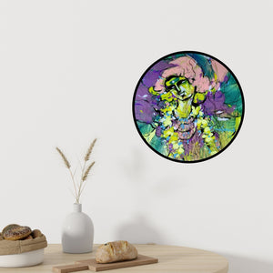 Preview of 'Thoughts' Painting by Dheeraj Yadav shown on a wall in a furnished room.