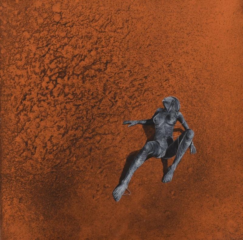 contemporary mixed media painting titled 'Threads of Life 3', 16x16 inches, by artist Nirmal Yadav on Canvas