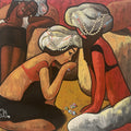 Three Friends 2' figurative acrylic painting by artist Suruchi Jamkar, 27x30 inch, on canvas