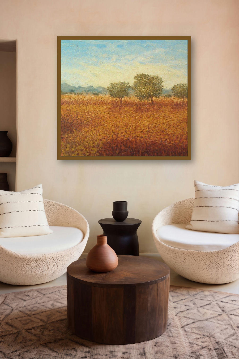 Three Trees by artist Fareed Ahmed displayed in a Luxury gallery