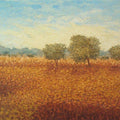 Landscape oil painting titled 'Three trees', 18x14 inches, by artist Fareed Ahmed on Canvas Board