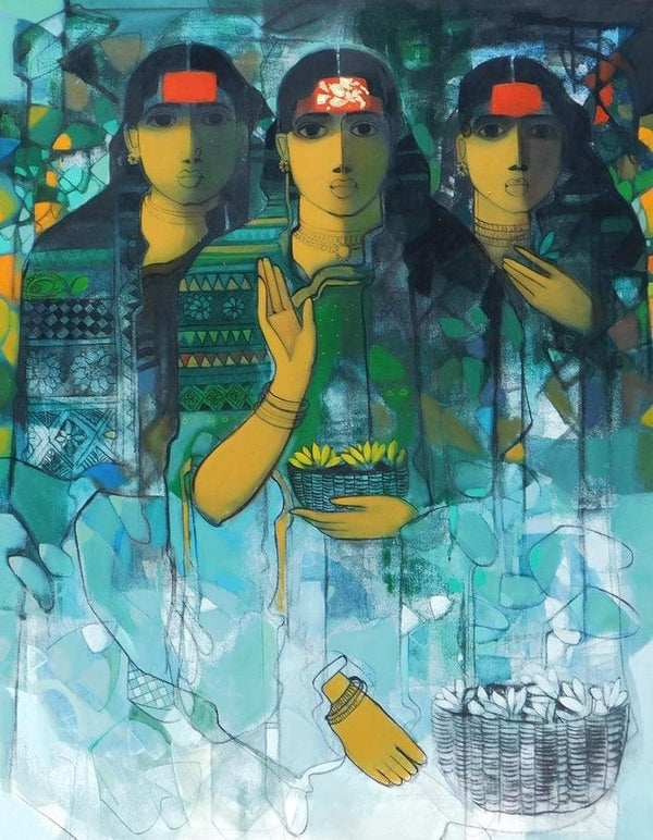 Three Women 2 Painting by Sachin Sagare | ArtZolo.com