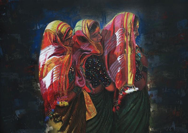 Three Womens Drawing by Parshuram Patil | ArtZolo.com