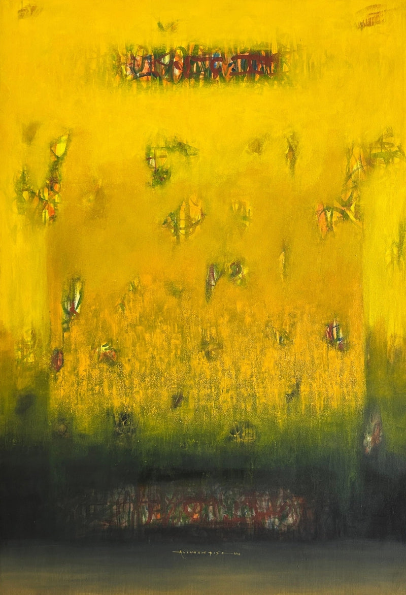 Threshold Of Silence' abstract acrylic painting by artist Arundhati Pise, 72x48 inch, on canvas