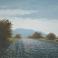 Landscape oil painting titled 'Through the bushes', 22x15 inches, by artist Fareed Ahmed on Canvas Board