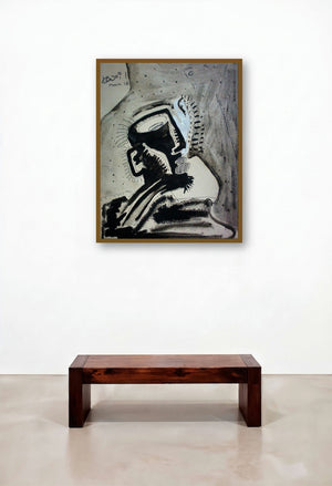 Tickle (Abstract Head Study) by artist Kapil Alaskar displayed in a Boutique Hotel Style Hallway