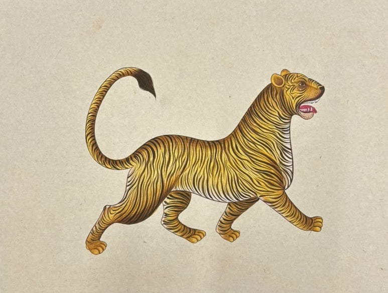 Tiger 1' animals miniature Traditional Art by artist Unknown, 11x13 inch, on paper