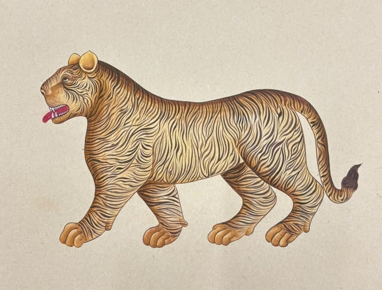 Tiger 2' animals miniature Traditional Art by artist Unknown, 11x13 inch, on paper