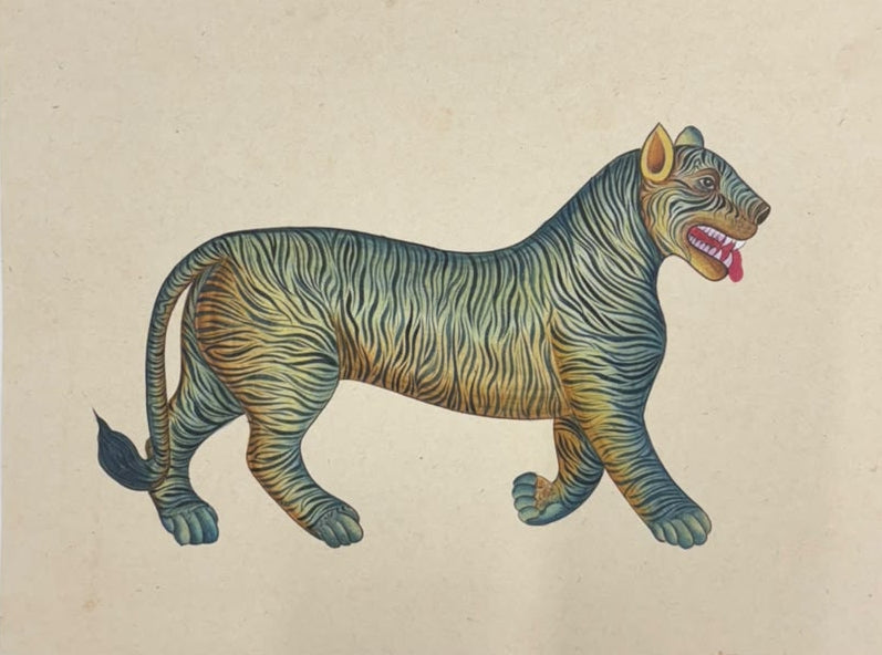 Tiger 4' animals miniature Traditional Art by artist Unknown, 11x13 inch, on paper