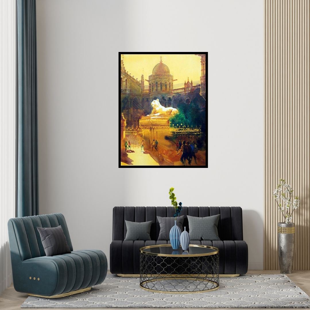 Preview of 'Tiger Of Concrete Jungle' Painting by Bhuwan Silhare shown on a wall in a furnished room.