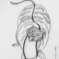 Tiger Dance 1' religious conte drawing by artist Kanha Behera, 22x15 inch, on paper