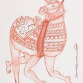 'Tiger Dance 2' religious conte drawing by artist Kanha Behera, 22x15 inch, on paper