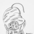 Tiger Dance 3' religious conte drawing by artist Kanha Behera, 22x15 inch, on paper
