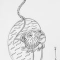 Tiger Dance 6' religious conte drawing by artist Kanha Behera, 22x15 inch, on paper