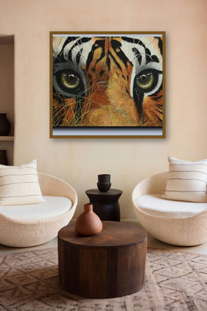 Tiger Eyes (Striking Gaze) by artist Mahesh Jangam displayed in a Modern gallery