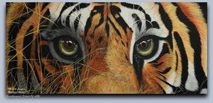 Tiger Eyes (Striking Gaze) by Mahesh Jangam, Original Acrylic Animal Painting on Canvas, Medium Horizontal Wall Art