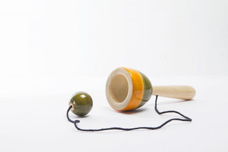 Toys craft titled 'Tikayo Green Wooden Toy', 6x2x2 inches, by artist Vijay Pathi on wood