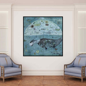 In-situ view of Poonam Kishor's 'Time Of Corona (The Voyage Within)' painting in a room