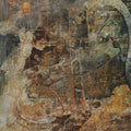 Time In Ochre' contemporary mixed-media painting by artist Naresh Soni, 28x23 inch, on canvas