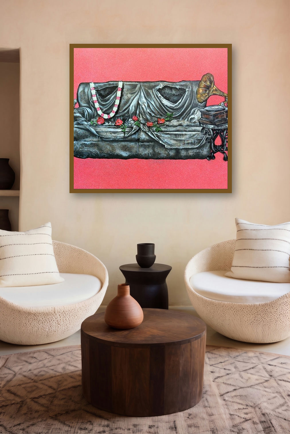 Time Of Life 4 (The Old Gramophone) by artist Gangu Naidu Pv displayed in a Curated gallery