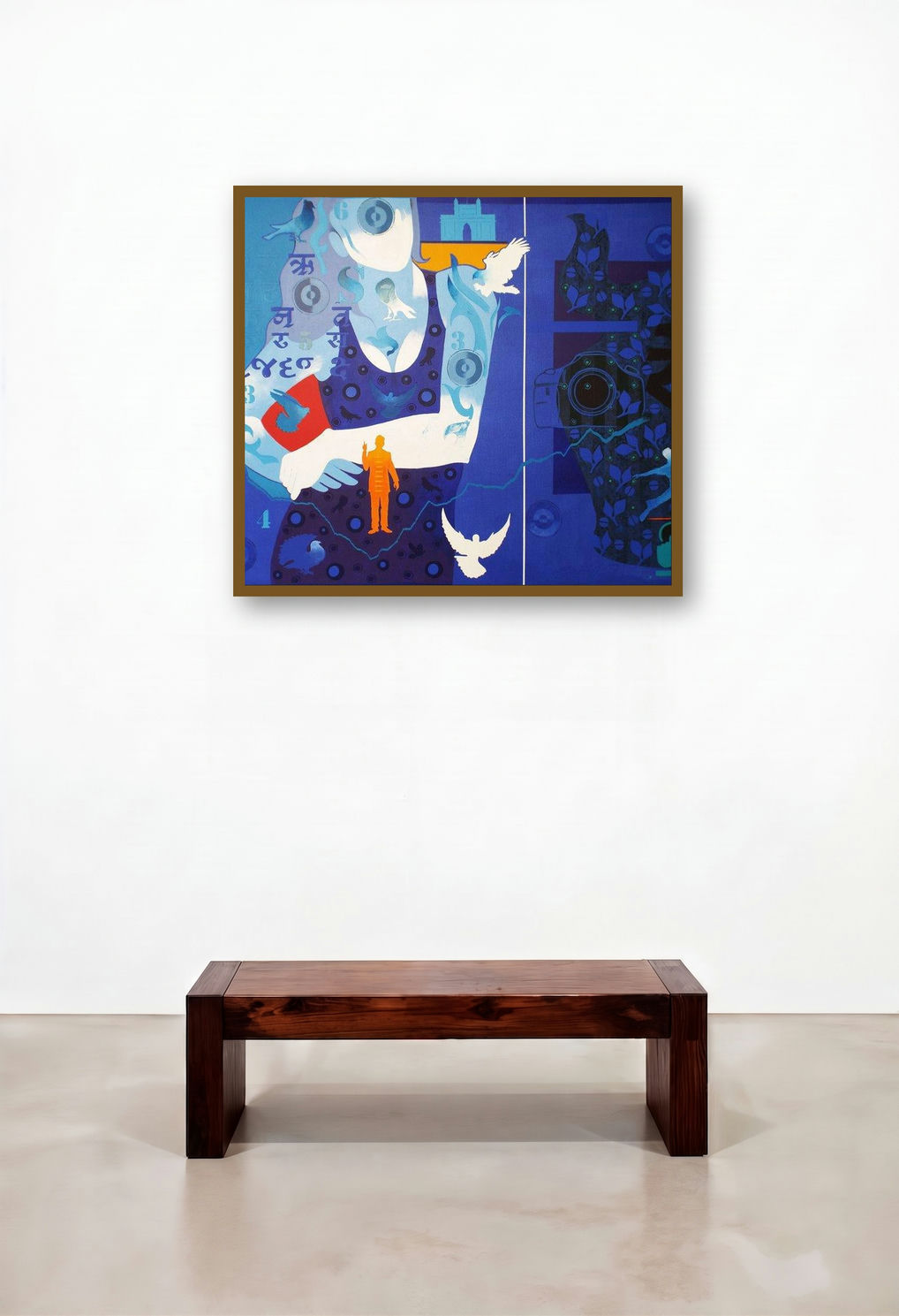 Time Vs Thought 14 (The Journey Within) by artist Ranjit Singh displayed in a Coastal Bedroom