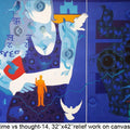 Figurative acrylic painting titled 'Time Vs Thought 14', 32x42 inches, by artist Ranjit Singh on Canvas