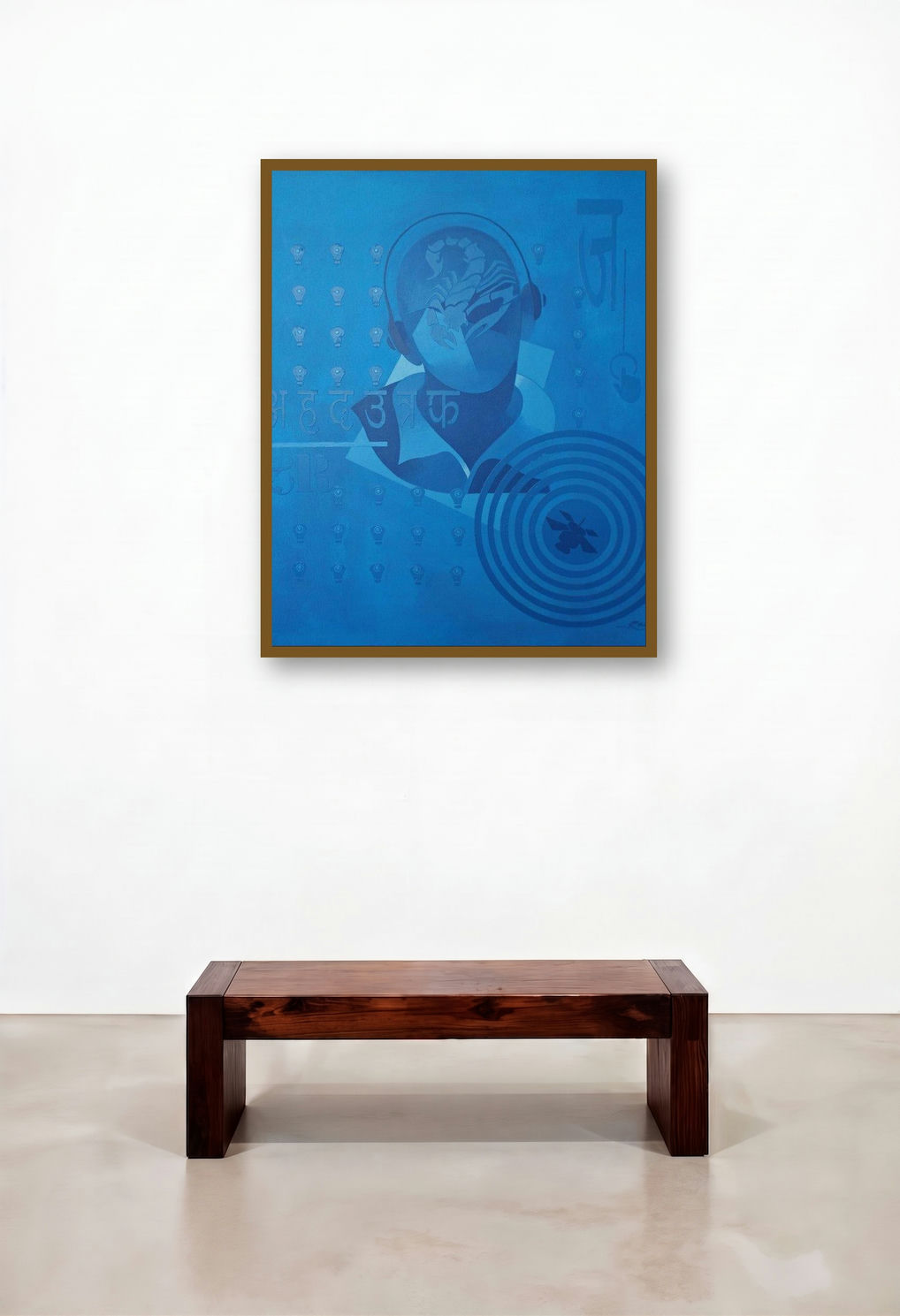 Time Vs Thought 8 (Time and Thought) by artist Ranjit Singh displayed in a Rustic Hotel Suite