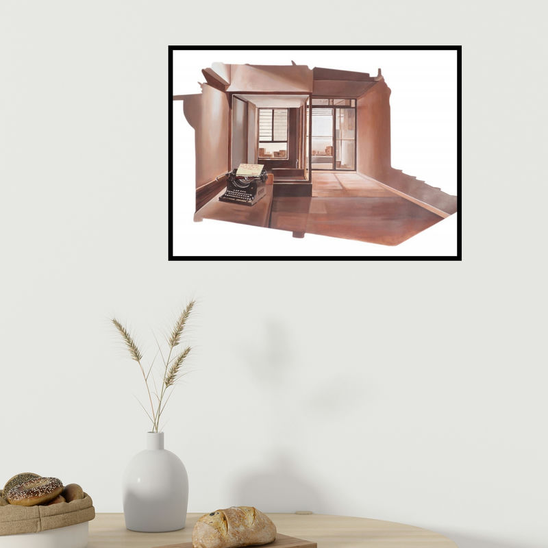 In-situ view of Bhartti Verma's 'Time Worn (A Room of One's Own)' painting in a room