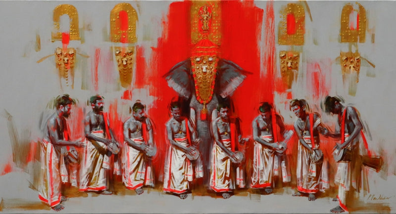 Timila Melam: Red-Violet Religious painting by Pankaj Bawdekar ...