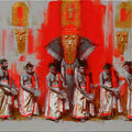 Religious acrylic painting titled 'Timila Melam', 30x56 inch, by artist Pankaj Bawdekar on Canvas