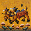 Tirth Swarup Nandi' religious acrylic-charcoal painting by artist Paras Parmar, 36x36 inch, on canvas
