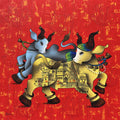 Tirth Swarup Nandi' religious acrylic-charcoal painting by artist Paras Parmar, 36x36 inch, on canvas
