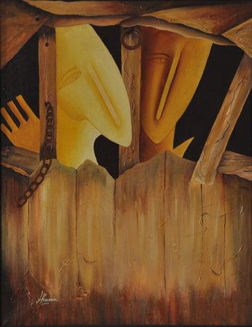 Figurative acrylic painting titled 'To Break Free', 23x29 inches, by artist Huma Hussain on Canvas