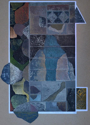 To Break Stone (Fragments of Memory) by Samruddhi Patil, Original Paper Abstract Painting on Paper, Medium Vertical Wall Art