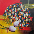 Abstract acrylic painting titled 'Together 22', 12x12 inches, by artist Rajeev Sarkar on Canvas