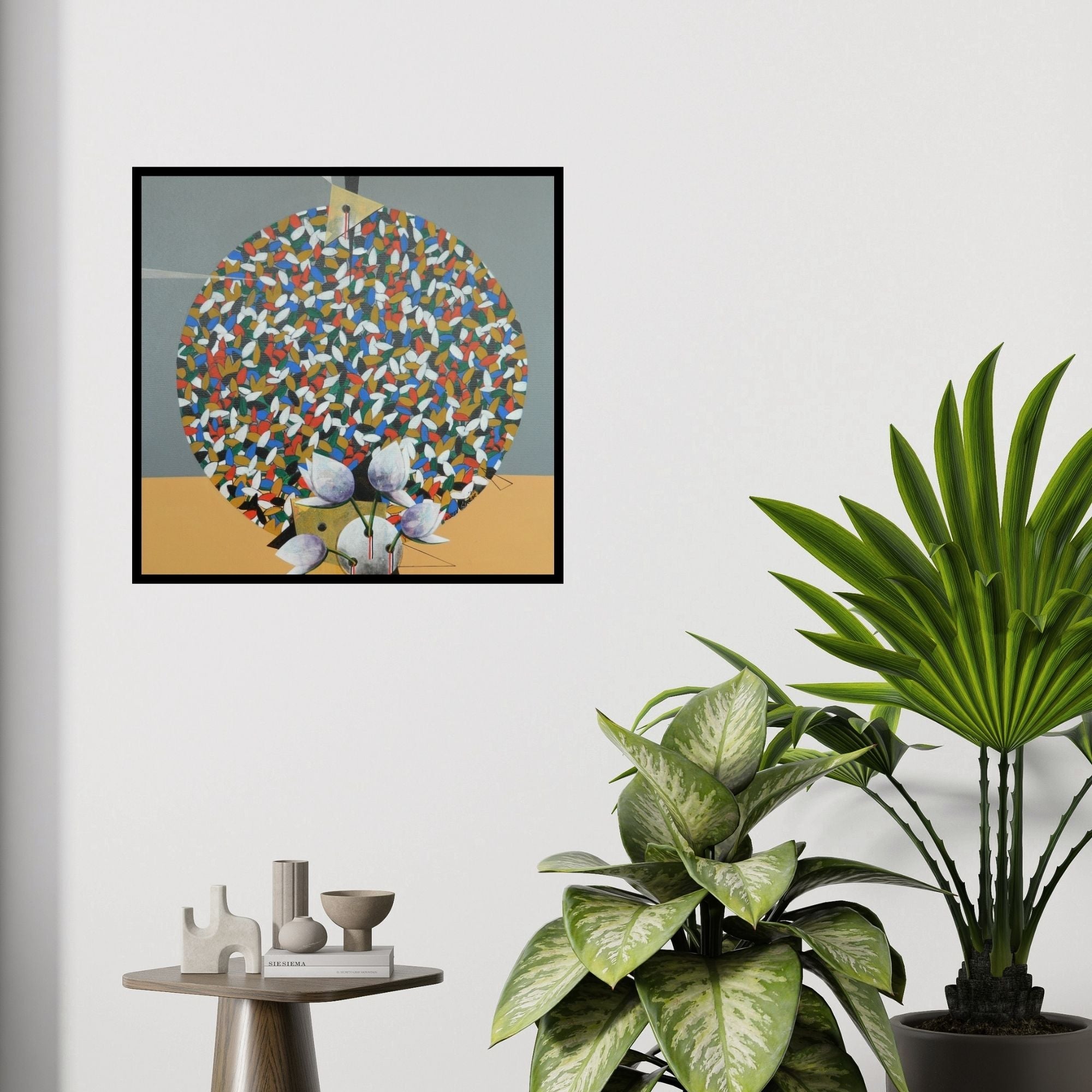 In-situ view of Rajeev Sarkar's 'Together 3 (Inner Bloom)' painting in a room