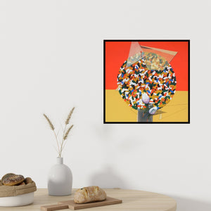 Preview of 'Together 8' Painting by Rajeev Sarkar shown on a wall in a furnished room.