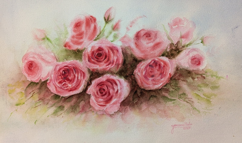 Together Forever' nature watercolor painting by artist Yamuna Bala, 17x12 inch, on paper