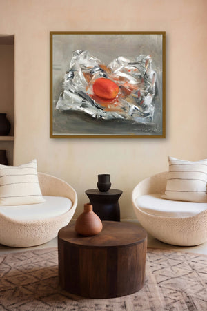 Tomato With Aluminium Foil (Wrapped Treasure) by artist Surabhi Gulwelkar displayed in a Contemporary Exhibition gallery
