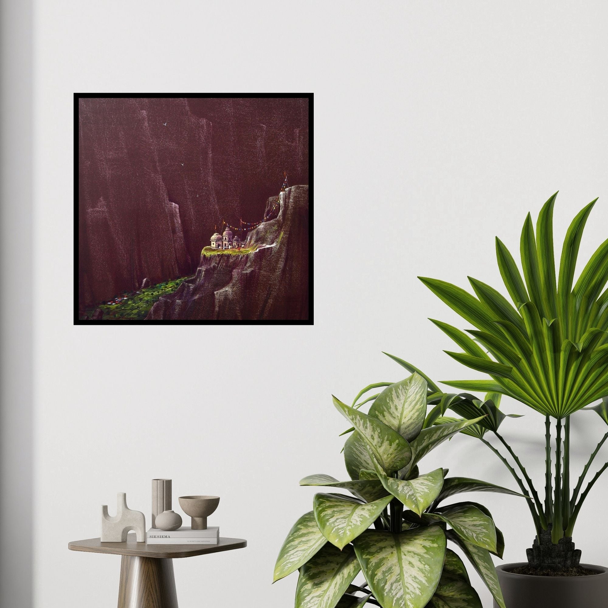 In-situ view of Yogesh Lahane's 'Top View 1 (Night Sanctuary)' painting in a room