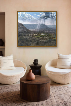 Top View (Light Through Clouds) by artist Nanasaheb Yeole displayed in a Curated gallery