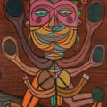 'The Totem' contemporary acrylic painting by artist Arunangshu Roy, 48x36 inch, on canvas