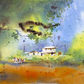 Towards Green Pastures' landscape watercolor painting by artist Soven Roy, 10x14 inch, on paper