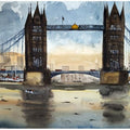 Cityscape watercolor painting titled 'Tower Bridge London', 11x14 inches, by artist Arunava Ray on Paper