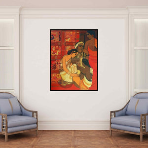 In-situ view of Siddharth Shingade's 'Toy Seller' painting in a room