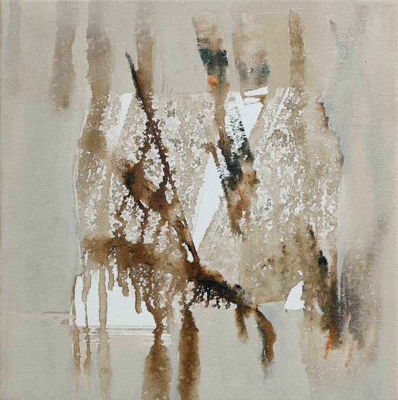 Traces Of Earth' abstract acrylic painting by artist Dilip Mali, 12x12 inch, on canvas