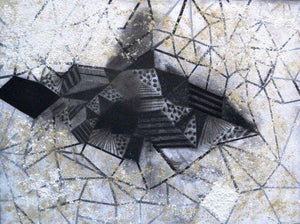 Tracks (Fractured Light) by Shivani Garg, Original Charcoal Abstract Painting on Canvas, Large Horizontal Wall Art