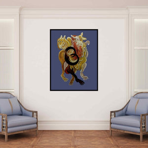 In-situ view of Dharmendra Kumar's 'Tranparency In Friendship 2 (The Chimera's Awakening)' painting in a room